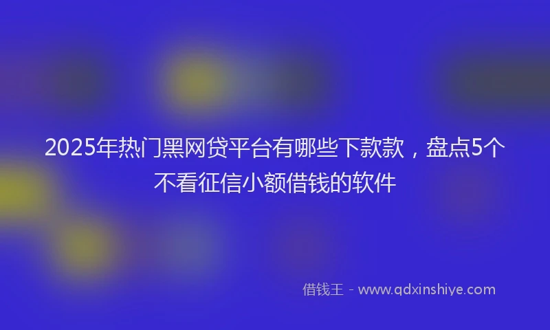 2025年热门黑网贷平台有哪些下款款，盘点5个不看征信小额借钱的软件
