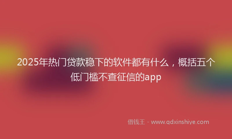 2025年热门贷款稳下的软件都有什么，概括五个低门槛不查征信的app