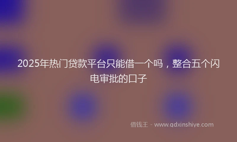 2025年热门贷款平台只能借一个吗，整合五个闪电审批的口子