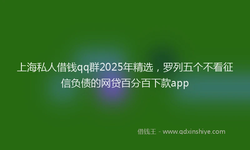 上海私人借钱qq群2025年精选，罗列五个不看征信负债的网贷百分百下款app