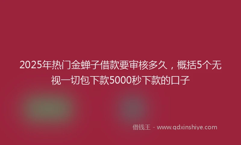 2025年热门金蝉子借款要审核多久，概括5个无视一切包下款5000秒下款的口子