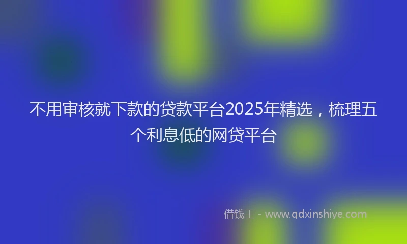 不用审核就下款的贷款平台2025年精选，梳理五个利息低的网贷平台