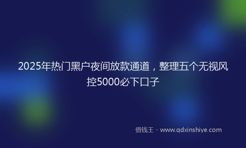 2025年热门黑户夜间放款通道，整理五个无视风控5000必下口子