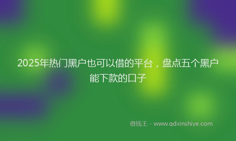 2025年热门黑户也可以借的平台，盘点五个黑户能下款的口子