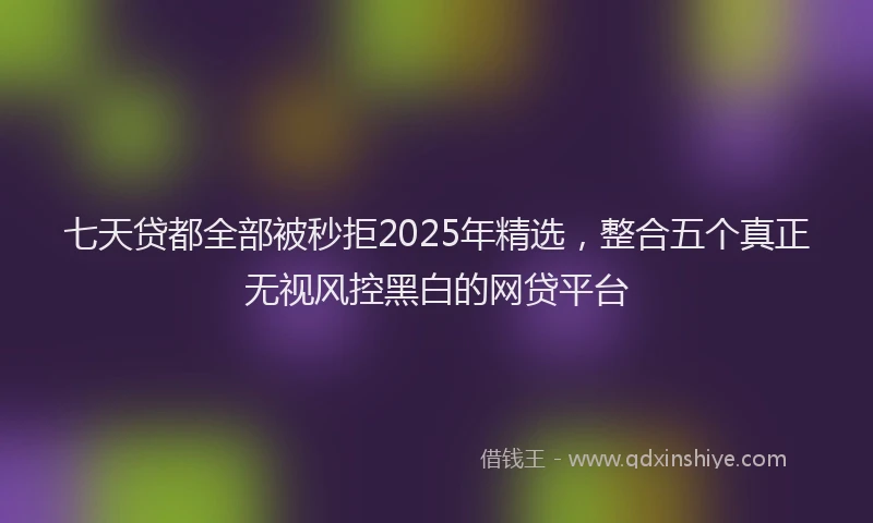七天贷都全部被秒拒2025年精选，整合五个真正无视风控黑白的网贷平台