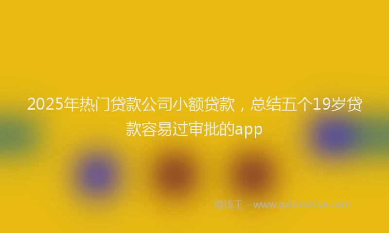 2025年热门贷款公司小额贷款，总结五个19岁贷款容易过审批的app