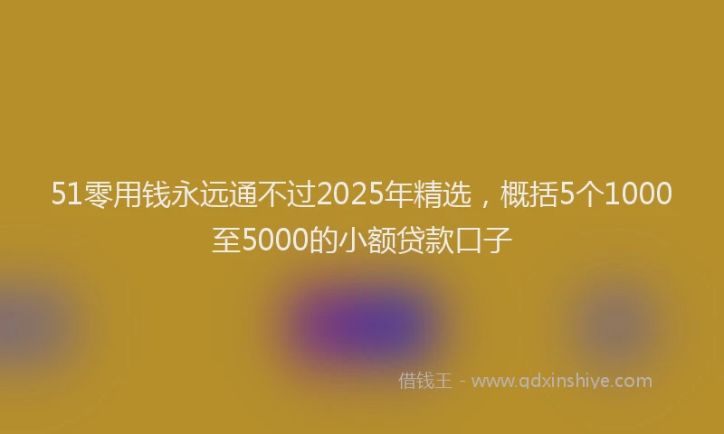 51零用钱永远通不过2025年精选，概括5个1000至5000的小额贷款口子