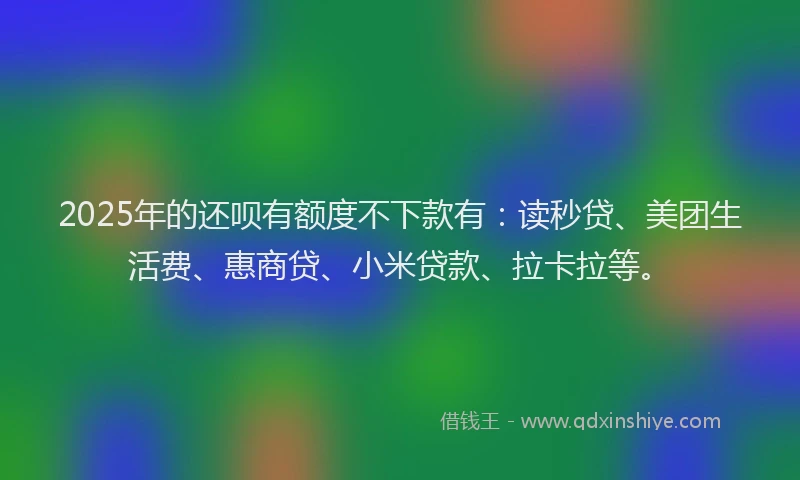 2025年的还呗有额度不下款有：读秒贷、美团生活费、惠商贷、小米贷款、拉卡拉等。