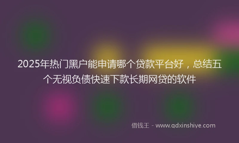 2025年热门黑户能申请哪个贷款平台好，总结五个无视负债快速下款长期网贷的软件
