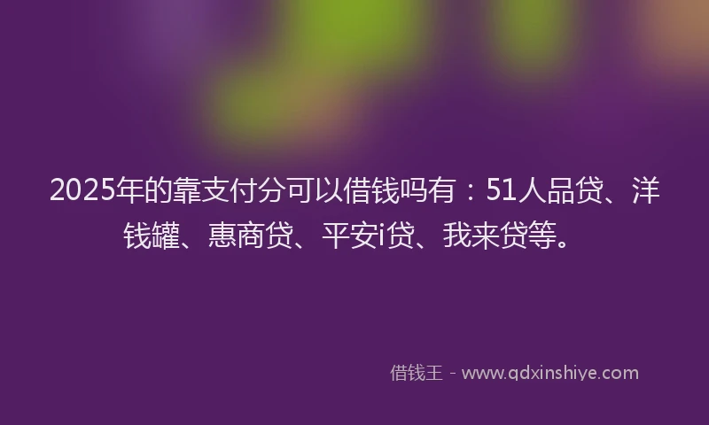 2025年的靠支付分可以借钱吗有：51人品贷、洋钱罐、惠商贷、平安i贷、我来贷等。