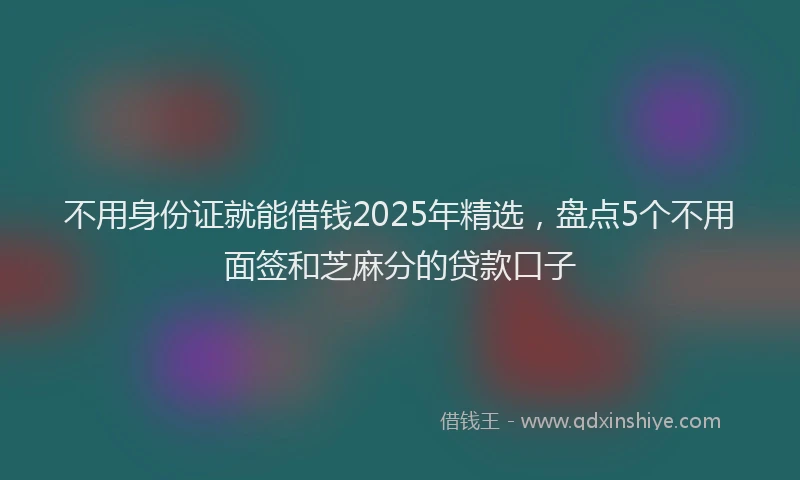不用身份证就能借钱2025年精选，盘点5个不用面签和芝麻分的贷款口子
