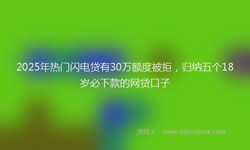 2025年热门闪电贷有30万额度被拒，归纳五个18岁必下款的网贷口子