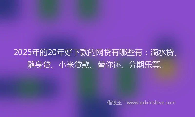 2025年的20年好下款的网贷有哪些有：滴水贷、随身贷、小米贷款、替你还、分期乐等。