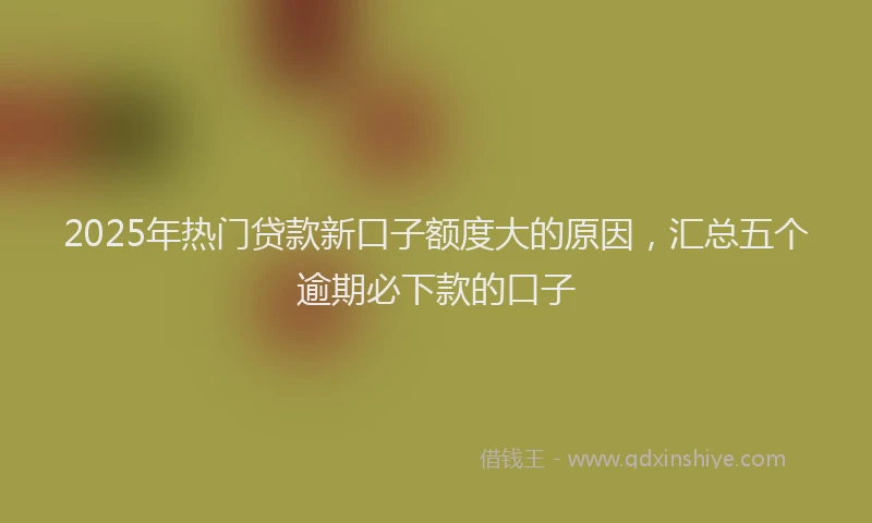 2025年热门贷款新口子额度大的原因，汇总五个逾期必下款的口子