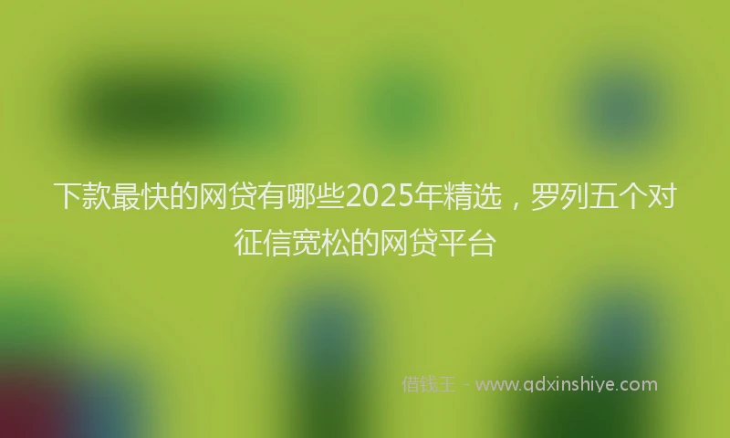 下款最快的网贷有哪些2025年精选，罗列五个对征信宽松的网贷平台