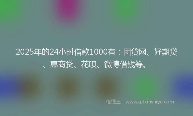2025年的24小时借款1000有：团贷网、好期贷、惠商贷、花呗、微博借钱等。