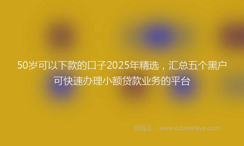 50岁可以下款的口子2025年精选，汇总五个黑户可快速办理小额贷款业务的平台