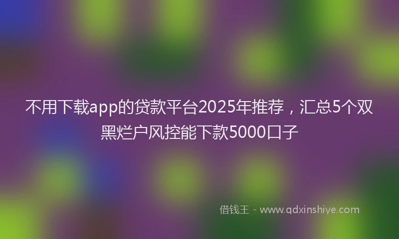 不用下载app的贷款平台2025年推荐，汇总5个双黑烂户风控能下款5000口子