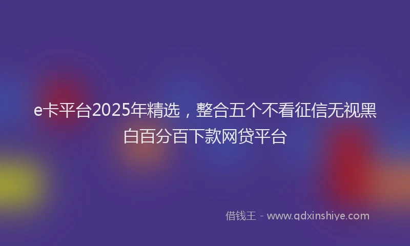 e卡平台2025年精选，整合五个不看征信无视黑白百分百下款网贷平台