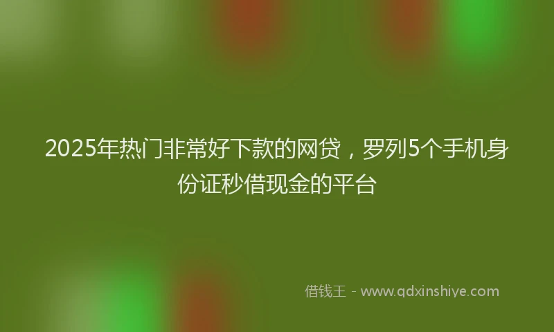 2025年热门非常好下款的网贷，罗列5个手机身份证秒借现金的平台
