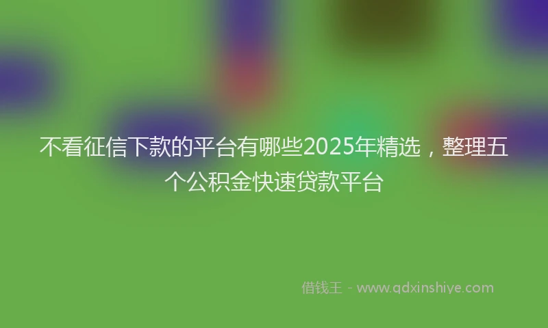 不看征信下款的平台有哪些2025年精选，整理五个公积金快速贷款平台