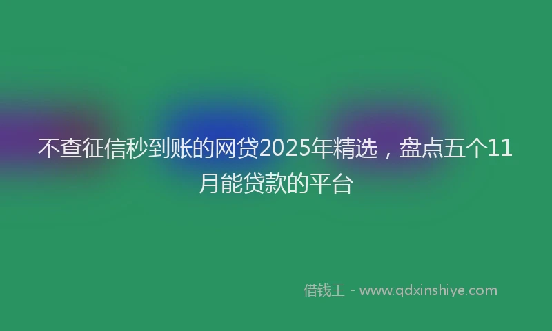 不查征信秒到账的网贷2025年精选，盘点五个11月能贷款的平台