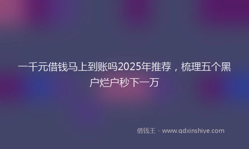一千元借钱马上到账吗2025年推荐，梳理五个黑户烂户秒下一万