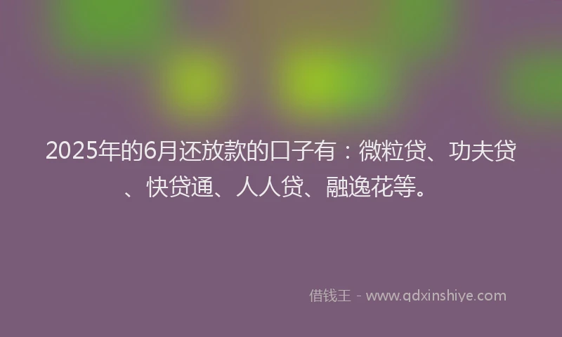 2025年的6月还放款的口子有：微粒贷、功夫贷、快贷通、人人贷、融逸花等。
