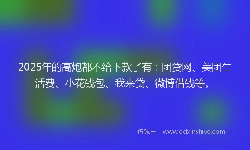 2025年的高炮都不给下款了有：团贷网、美团生活费、小花钱包、我来贷、微博借钱等。
