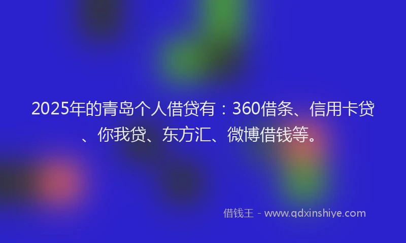 2025年的青岛个人借贷有：360借条、信用卡贷、你我贷、东方汇、微博借钱等。