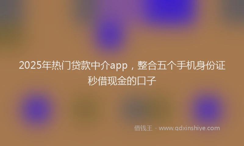 2025年热门贷款中介app，整合五个手机身份证秒借现金的口子