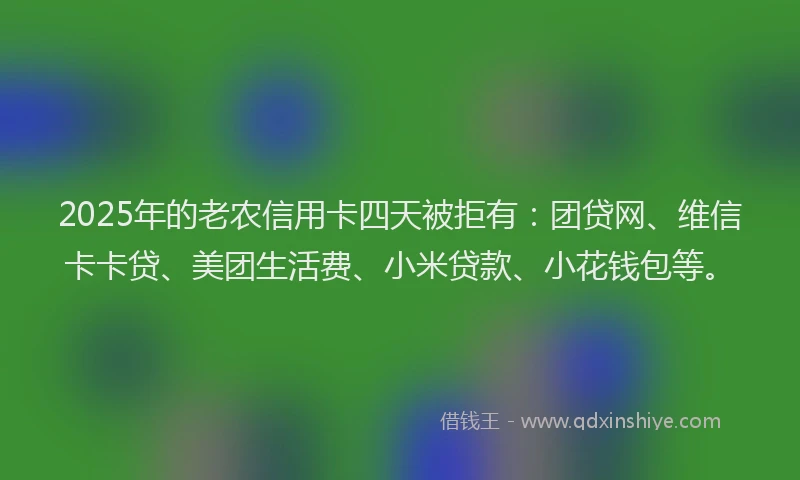 2025年的老农信用卡四天被拒有：团贷网、维信卡卡贷、美团生活费、小米贷款、小花钱包等。