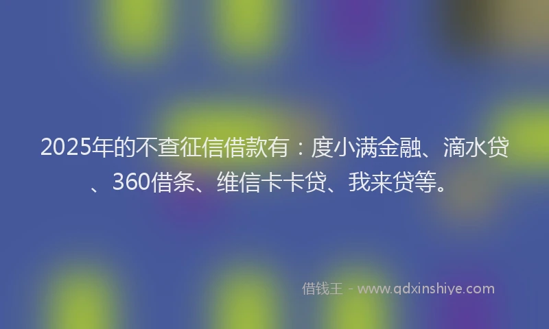 2025年的不查征信借款有：度小满金融、滴水贷、360借条、维信卡卡贷、我来贷等。