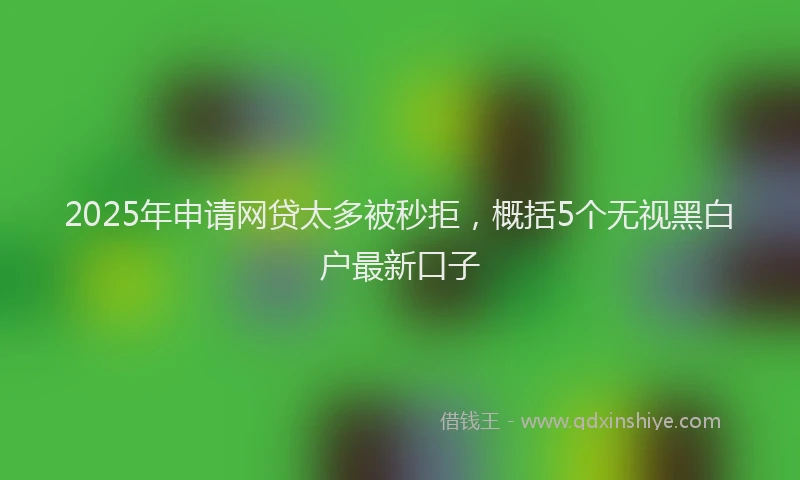 2025年申请网贷太多被秒拒，概括5个无视黑白户最新口子