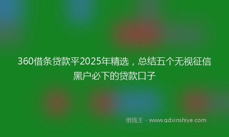 360借条贷款平2025年精选，总结五个无视征信黑户必下的贷款口子