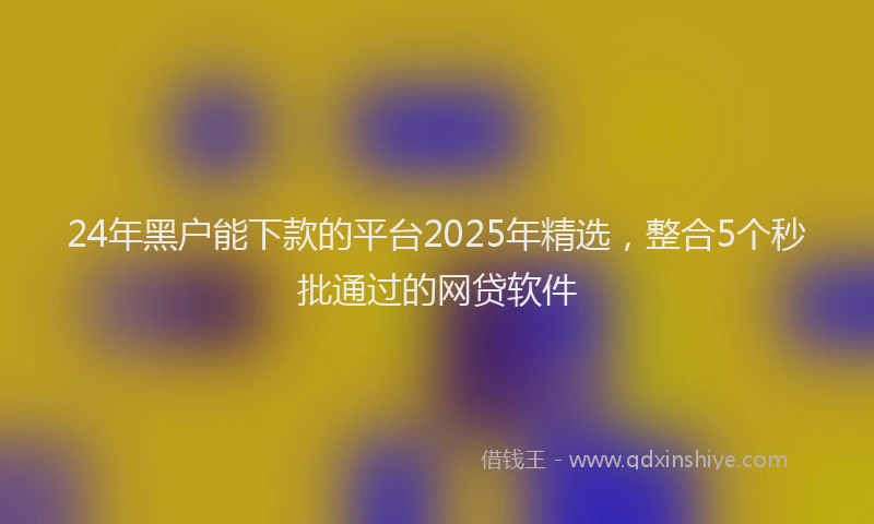 24年黑户能下款的平台2025年精选，整合5个秒批通过的网贷软件