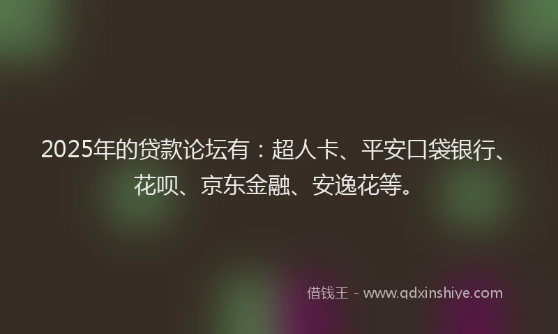 2025年的贷款论坛有：超人卡、平安口袋银行、花呗、京东金融、安逸花等。
