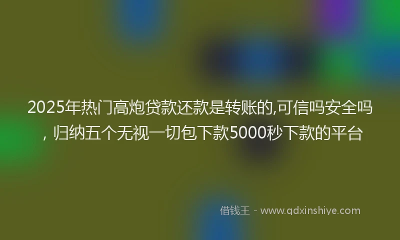 2025年热门高炮贷款还款是转账的,可信吗安全吗，归纳五个无视一切包下款5000秒下款的平台