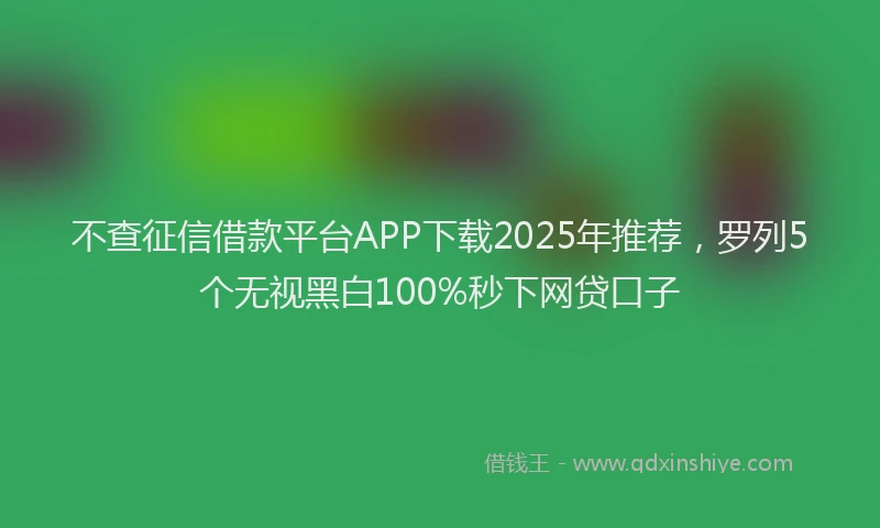 不查征信借款平台APP下载2025年推荐，罗列5个无视黑白100%秒下网贷口子