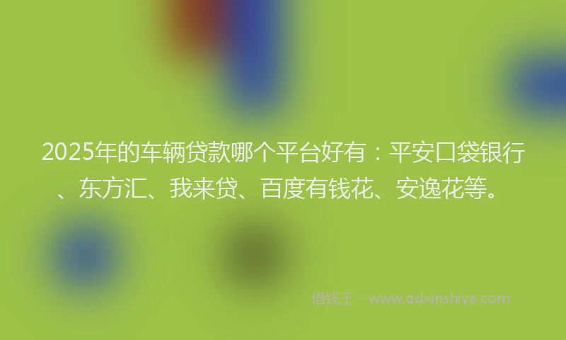 2025年的车辆贷款哪个平台好有：平安口袋银行、东方汇、我来贷、百度有钱花、安逸花等。