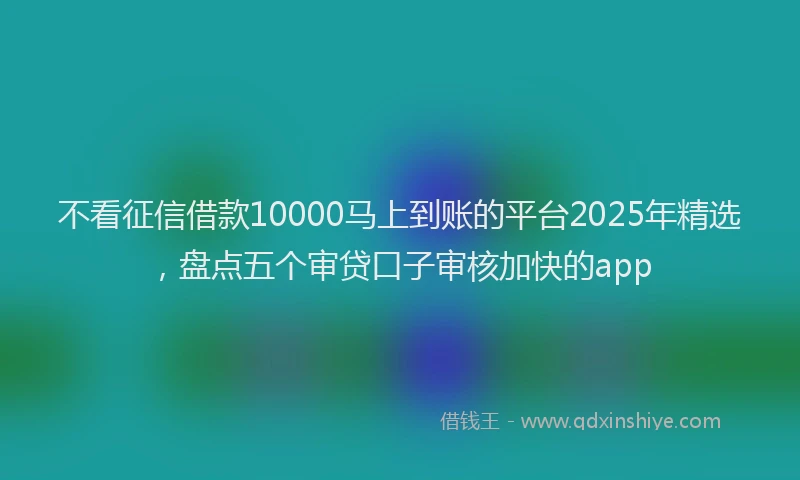 不看征信借款10000马上到账的平台2025年精选，盘点五个审贷口子审核加快的app