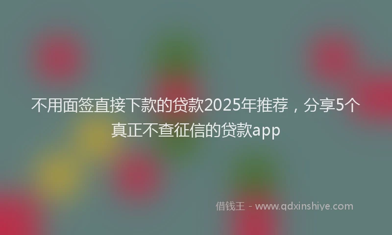 不用面签直接下款的贷款2025年推荐，分享5个真正不查征信的贷款app