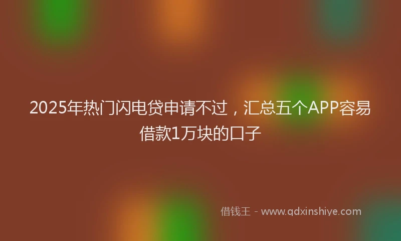 2025年热门闪电贷申请不过，汇总五个APP容易借款1万块的口子