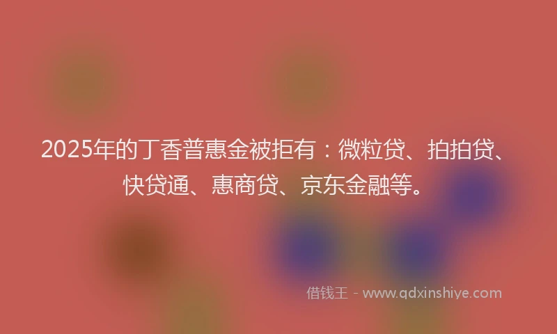 2025年的丁香普惠金被拒有:微粒贷、拍拍贷、快贷通、惠商贷、京东金融等。