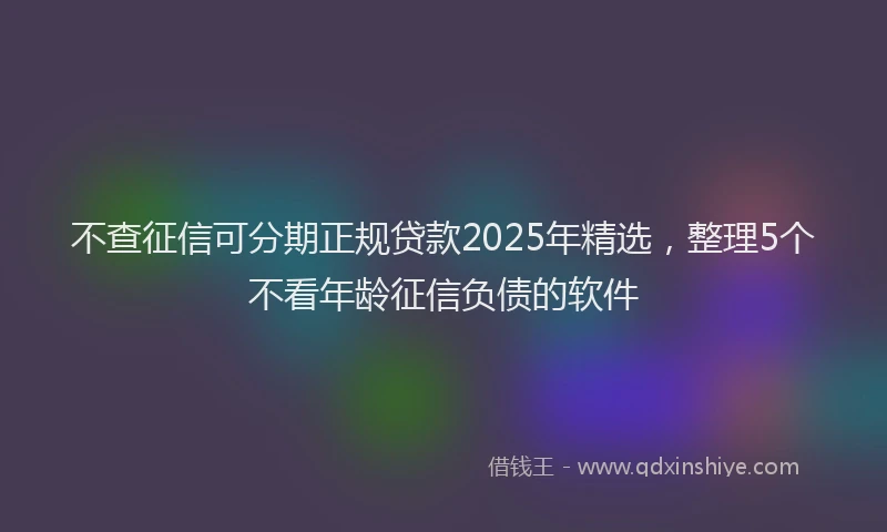 不查征信可分期正规贷款2025年精选，整理5个不看年龄征信负债的软件