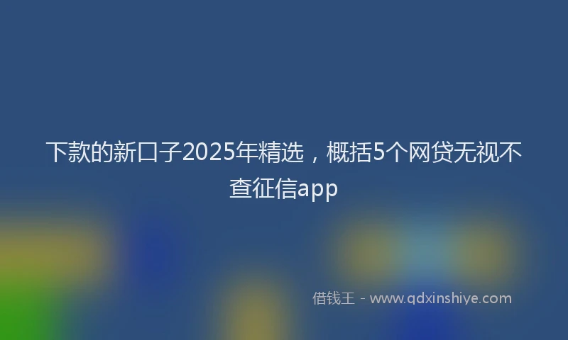 下款的新口子2025年精选，概括5个网贷无视不查征信app
