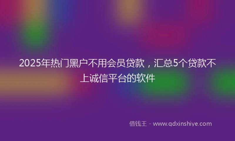 2025年热门黑户不用会员贷款，汇总5个贷款不上诚信平台的软件