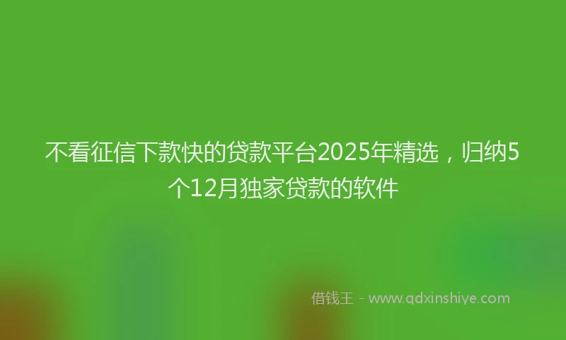 不看征信下款快的贷款平台2025年精选，归纳5个12月独家贷款的软件