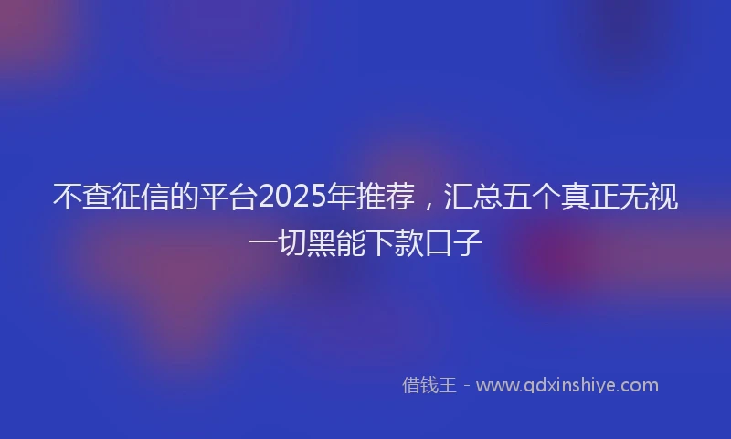 不查征信的平台2025年推荐，汇总五个真正无视一切黑能下款口子