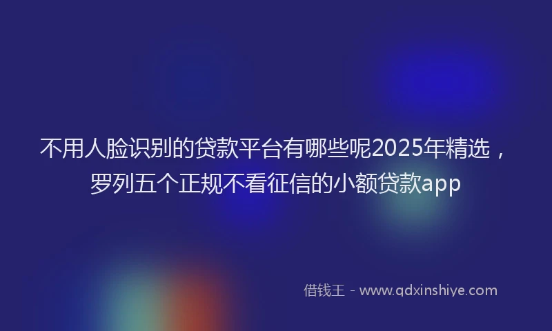不用人脸识别的贷款平台有哪些呢2025年精选，罗列五个正规不看征信的小额贷款app